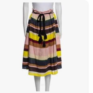 Apiece Apart Striped Layered Tassel MIDI skirt